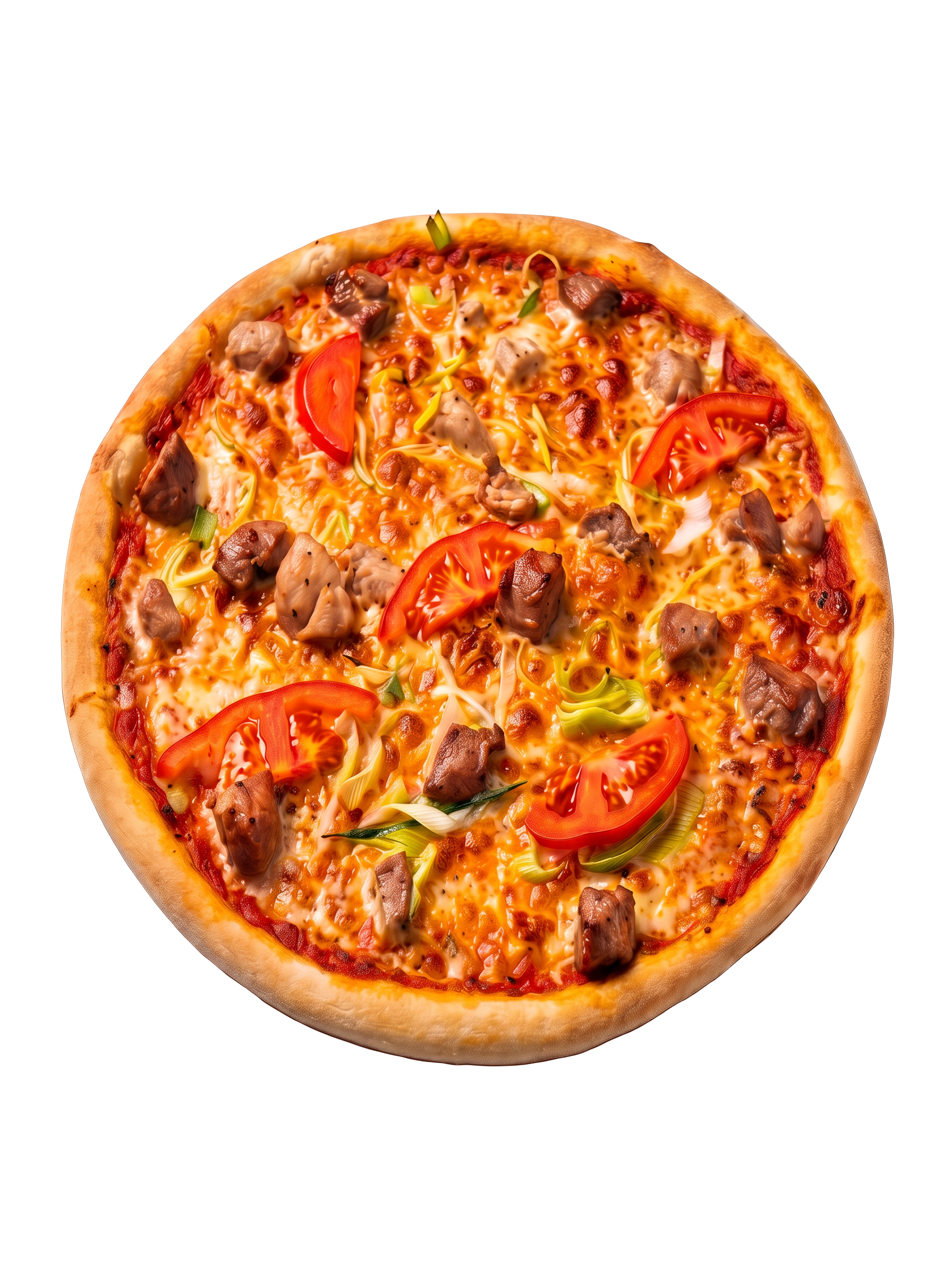 Klassisk svensk tunn pizza med kött och grönsaker